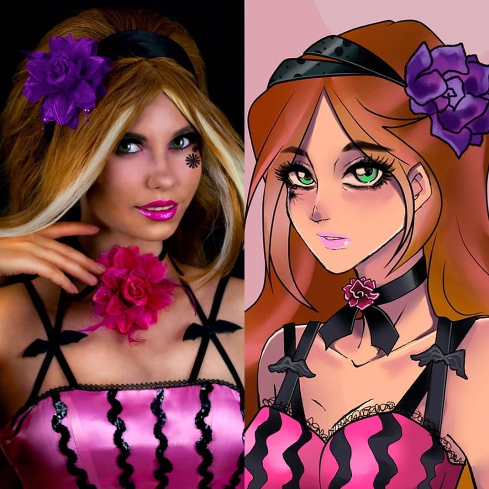 Drawings of girls with chupachups colored pencils