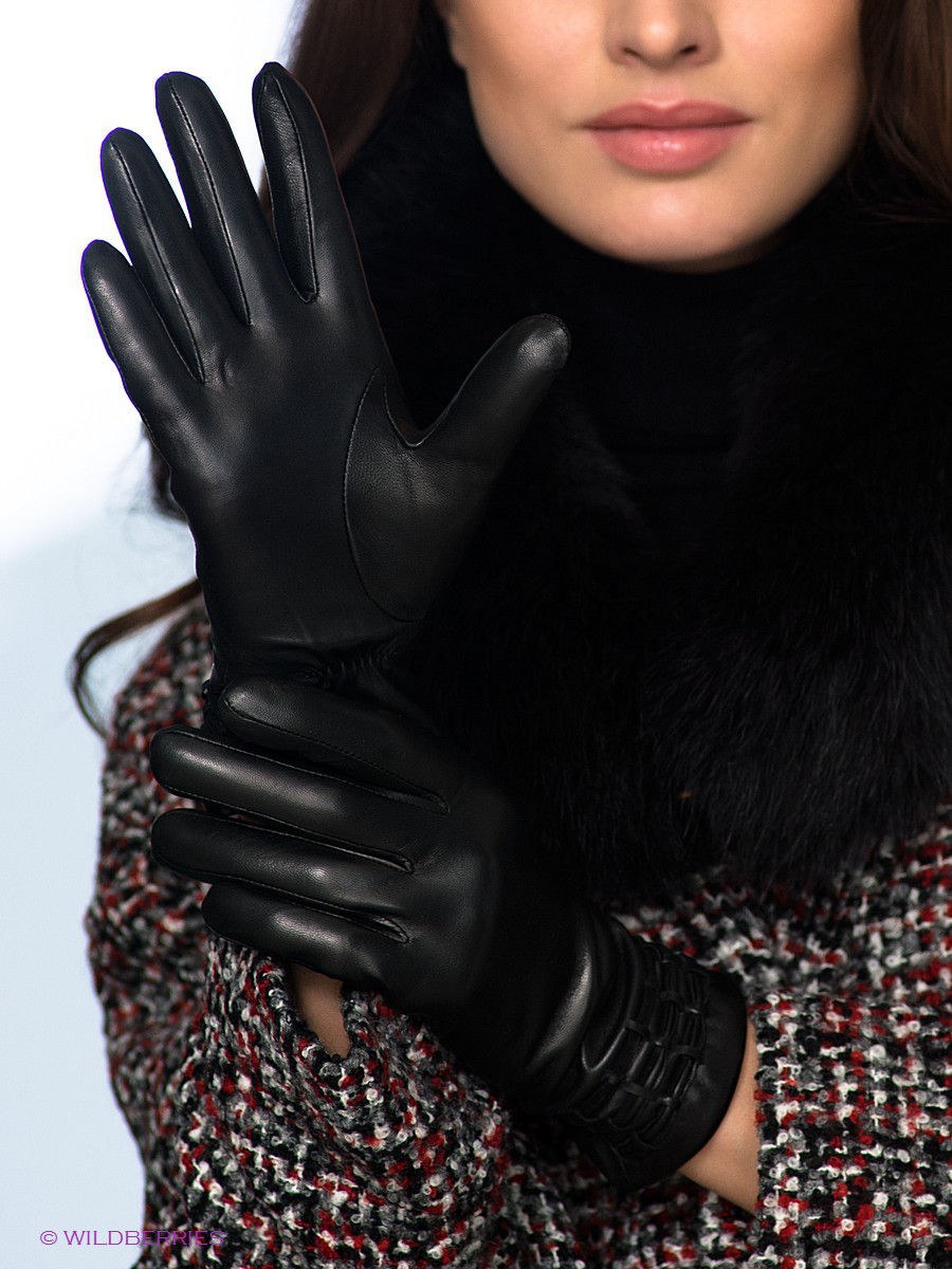 Gloves leather women's winter on a woolen lining Salamander