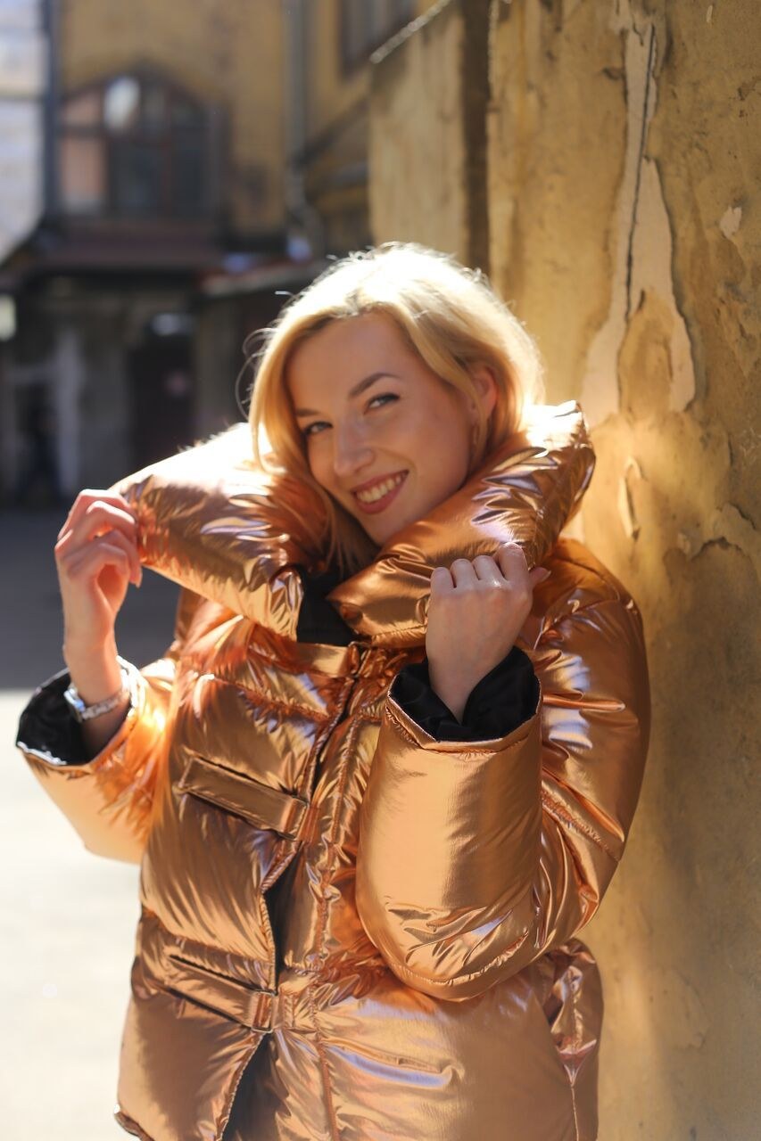 Brunette in Grey Puffy Jacket and Fur Hood Lesbian Sex