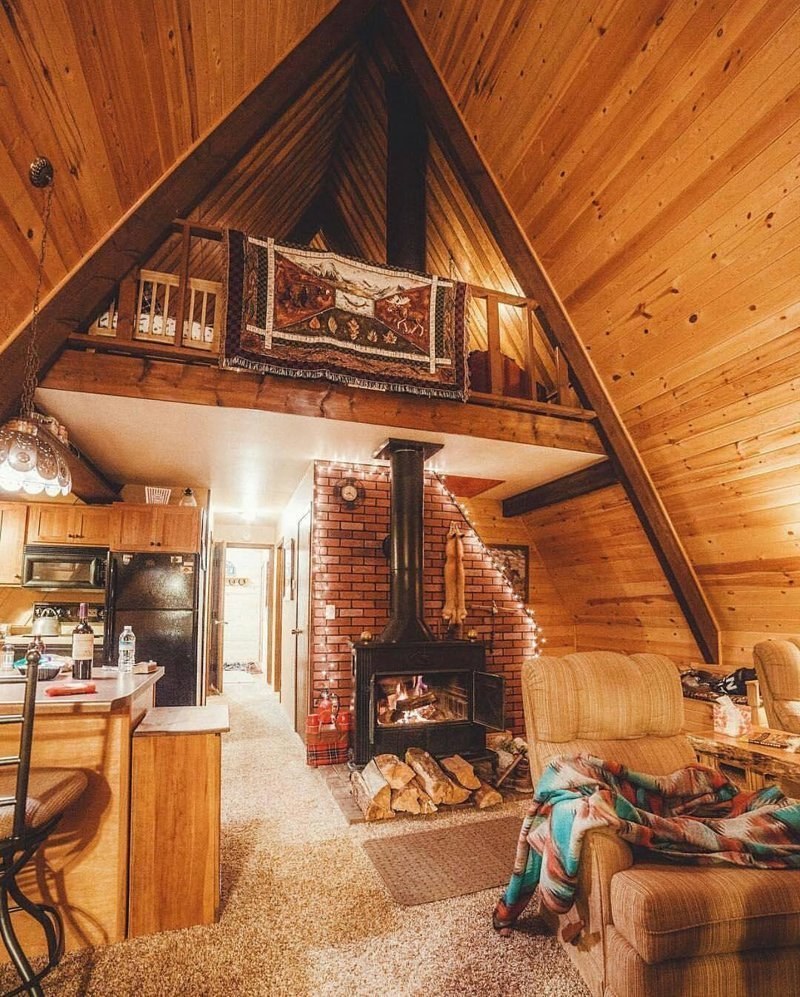 Cozy wooden house inside