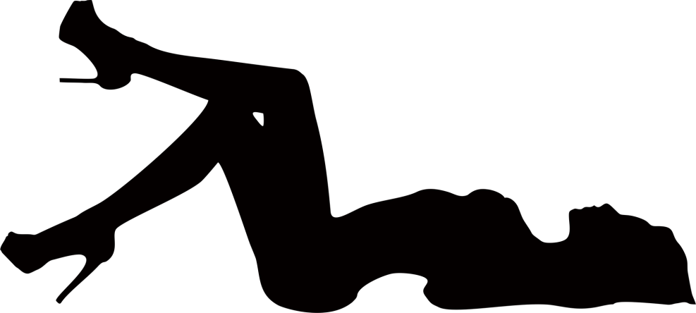 The silhouette of a lying girl