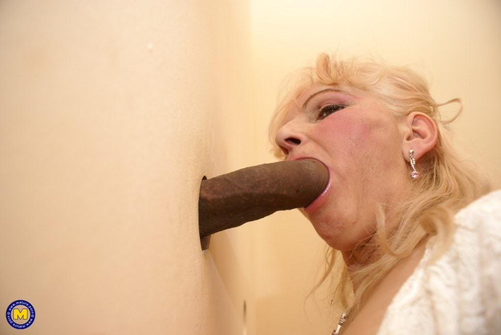 Lusty Mature Smoking Random Cock in Glasses at a Glory Hole