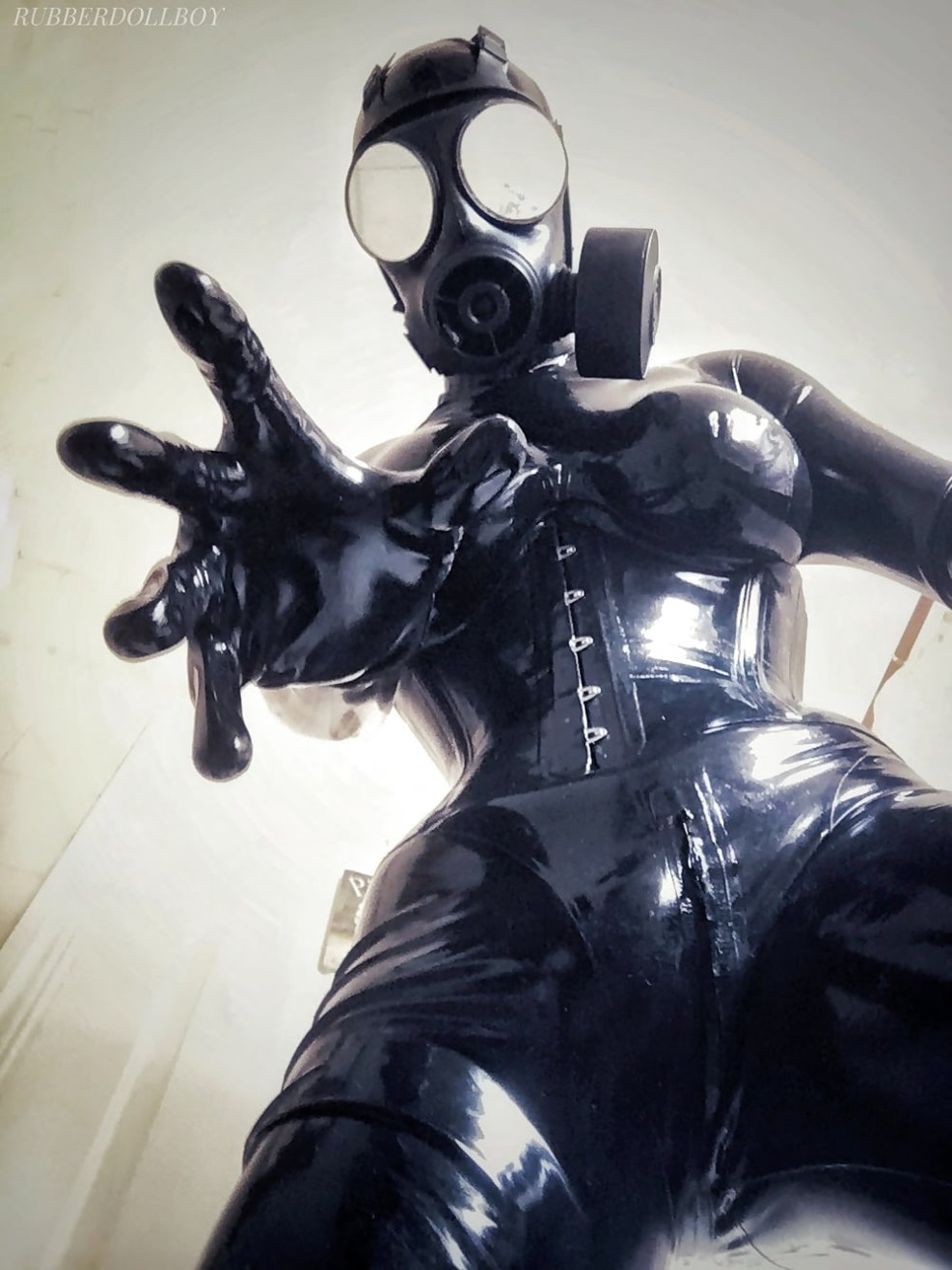 Violet latex gas mask