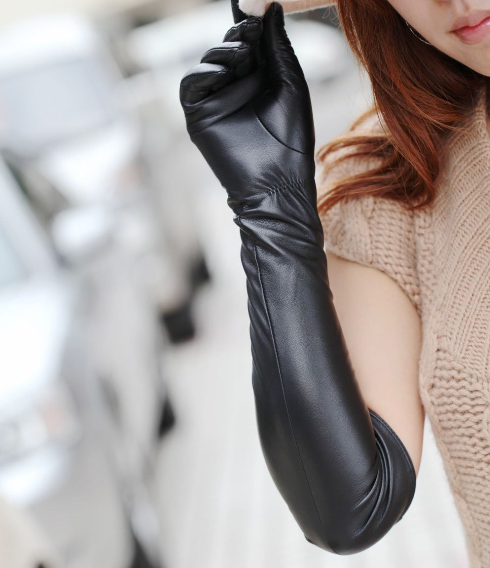 Asian in leather gloves