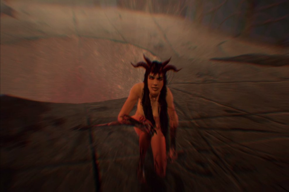 Naked beautiful demoness