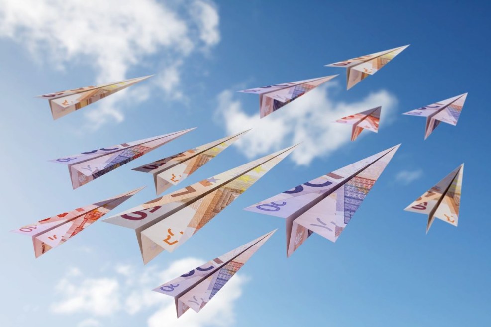 Paper Plane on A Blue Background