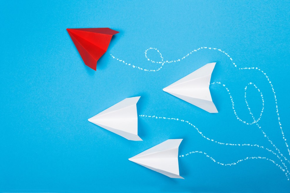 Paper aircraft in the sky