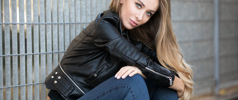 Yana Klein in leather pants