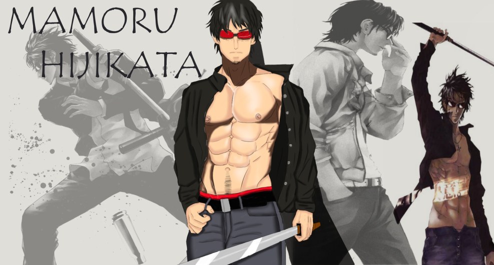 A killer with a gun drawing with a katana