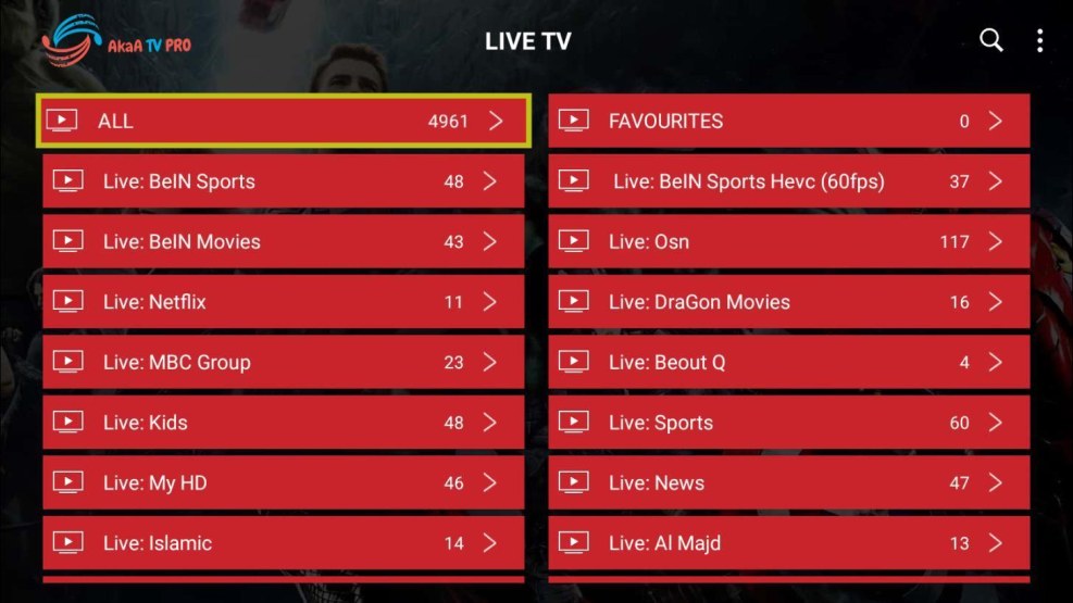 Pale IPTV channel sheet