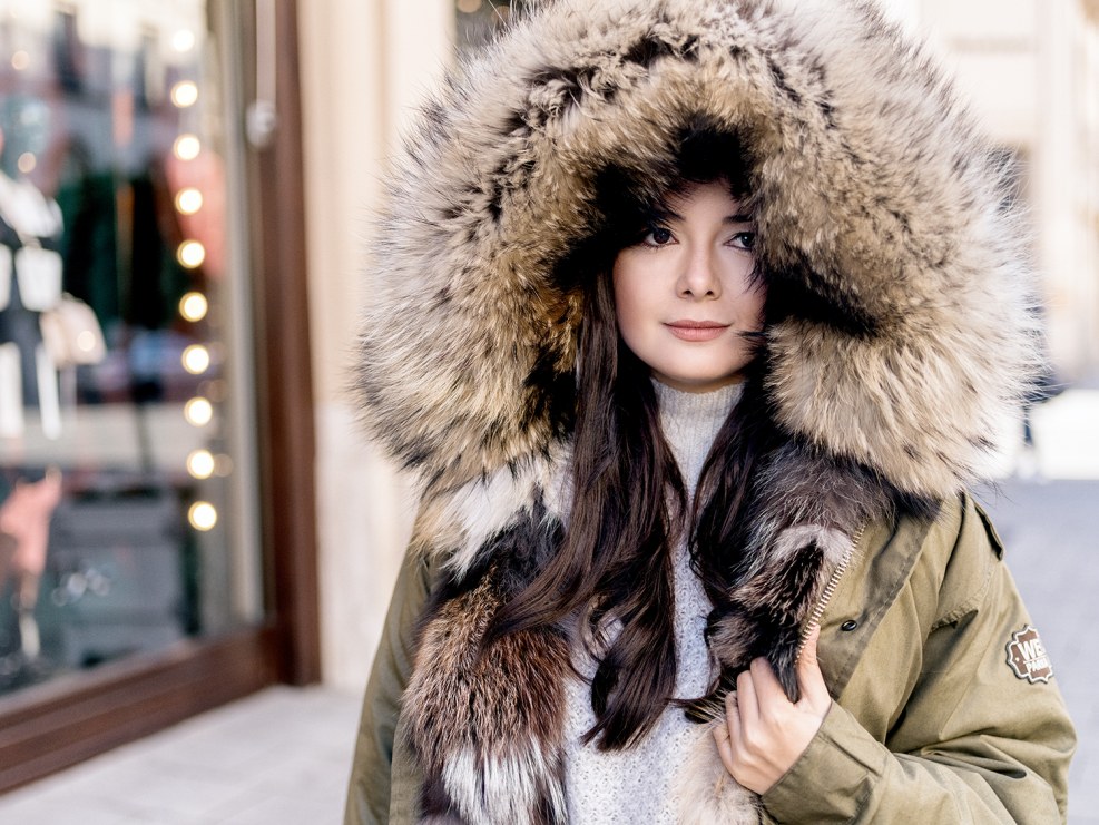 Girl in a down jacket