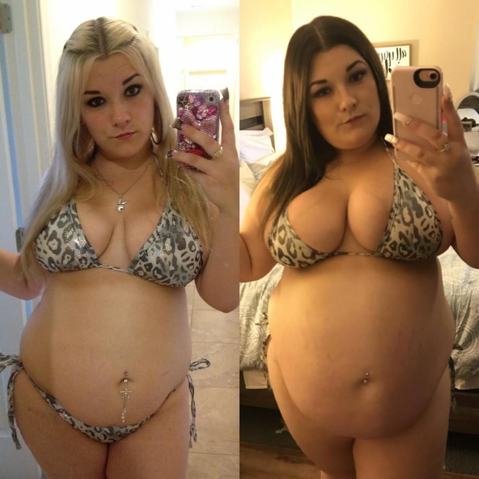FIDI before and after gaining weight photo of a girl in tight dresses