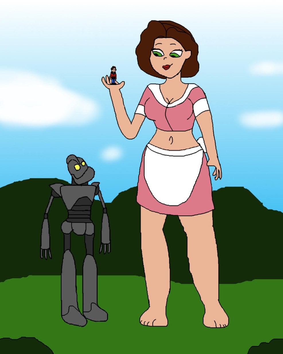 Cartoon about girl and robot