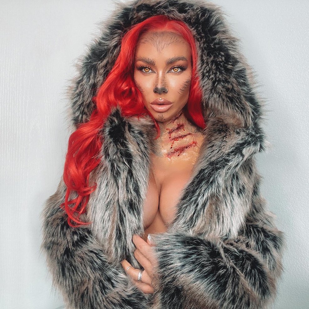 Girl in fox fur coat