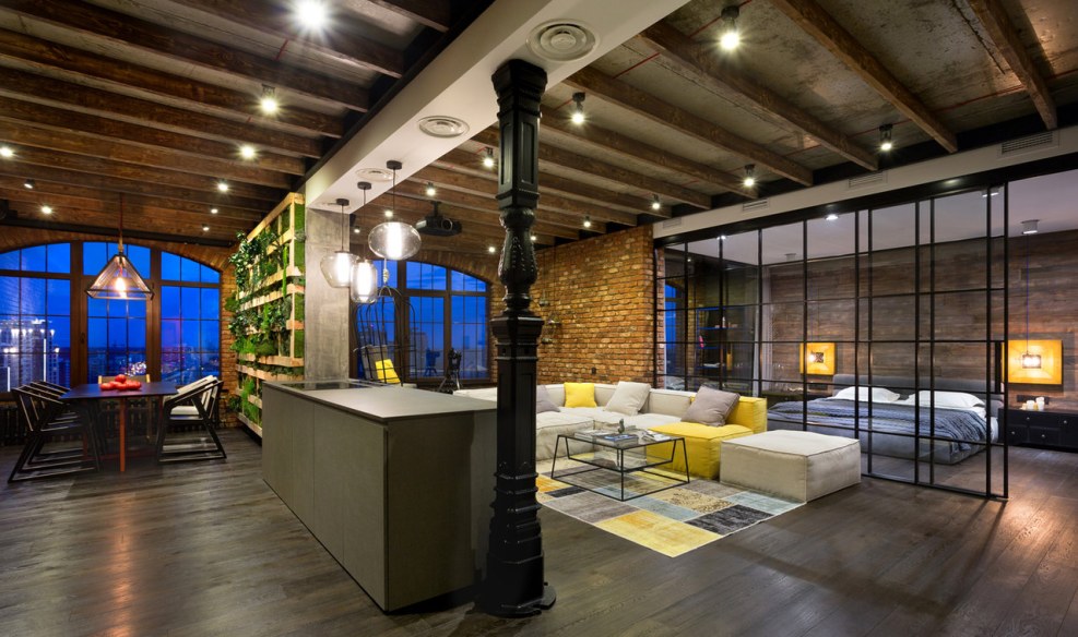 The interior of a large apartment of the studio