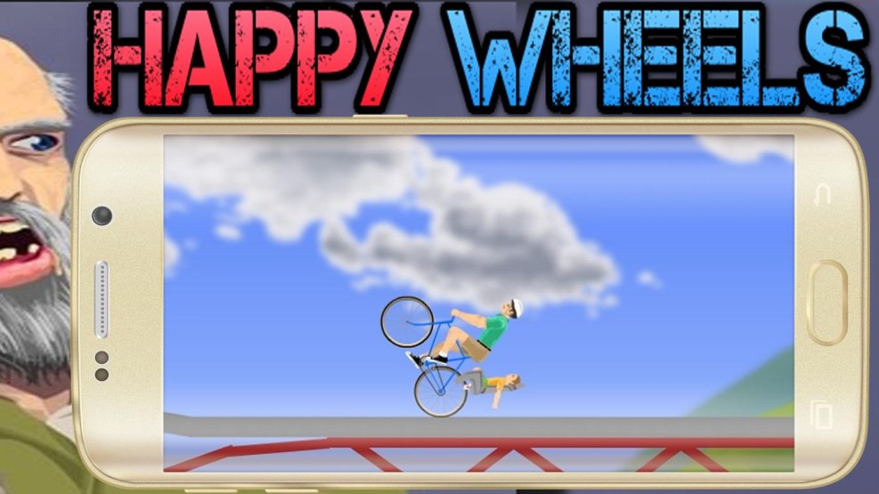 Happy Wheels Grandma on a motorcycle