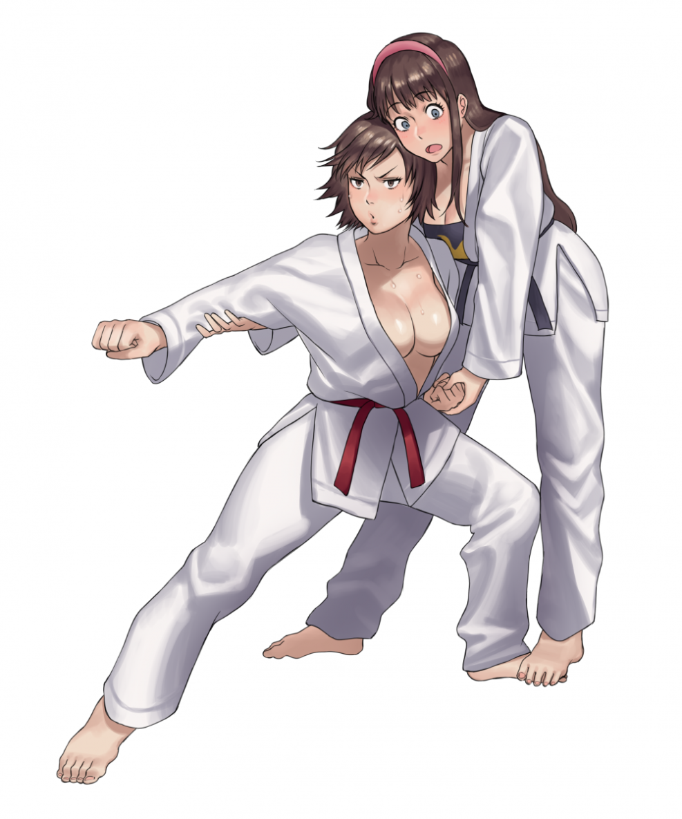 Karate girl without panties