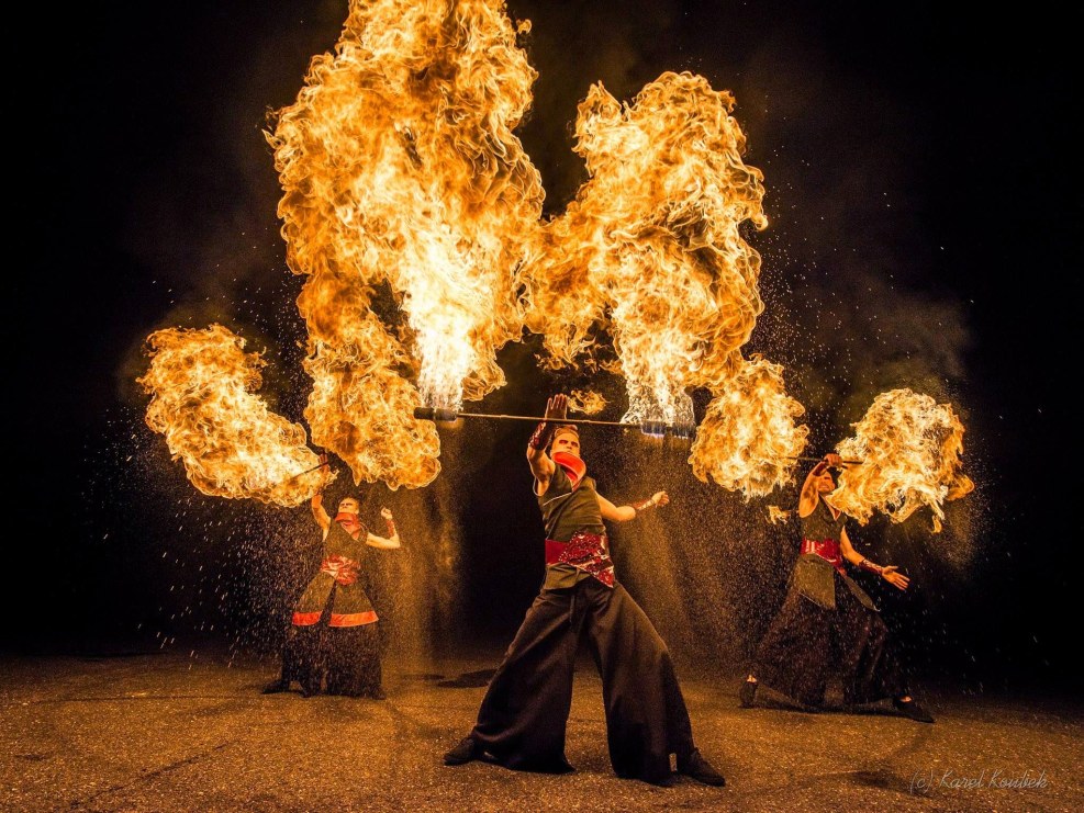 Erotic fire show girls