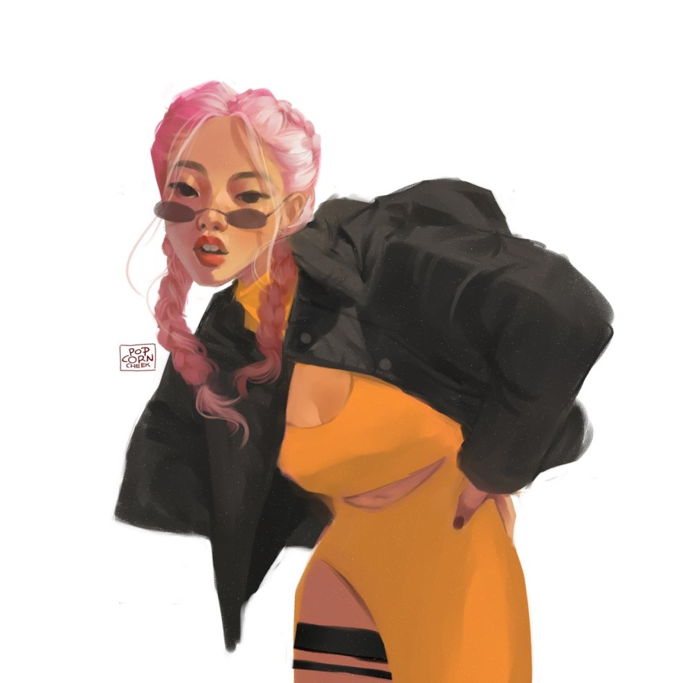 Brunette in a golden dress