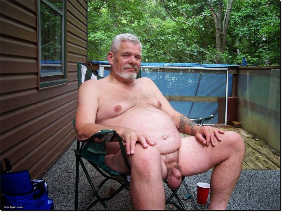 Naked old man with big
