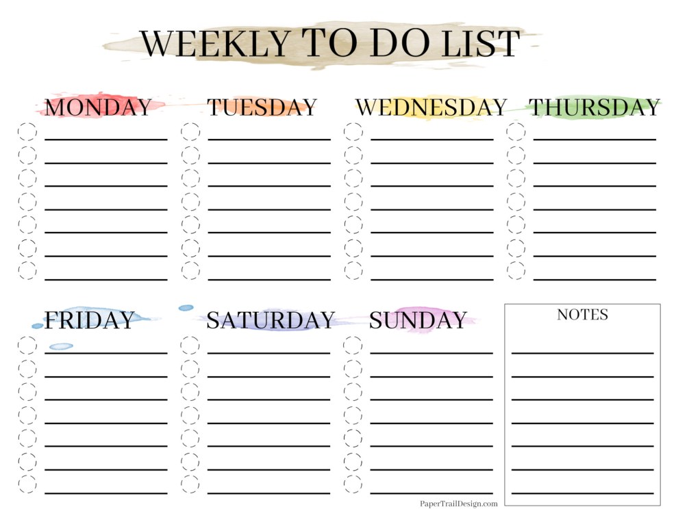 To do list for a month
