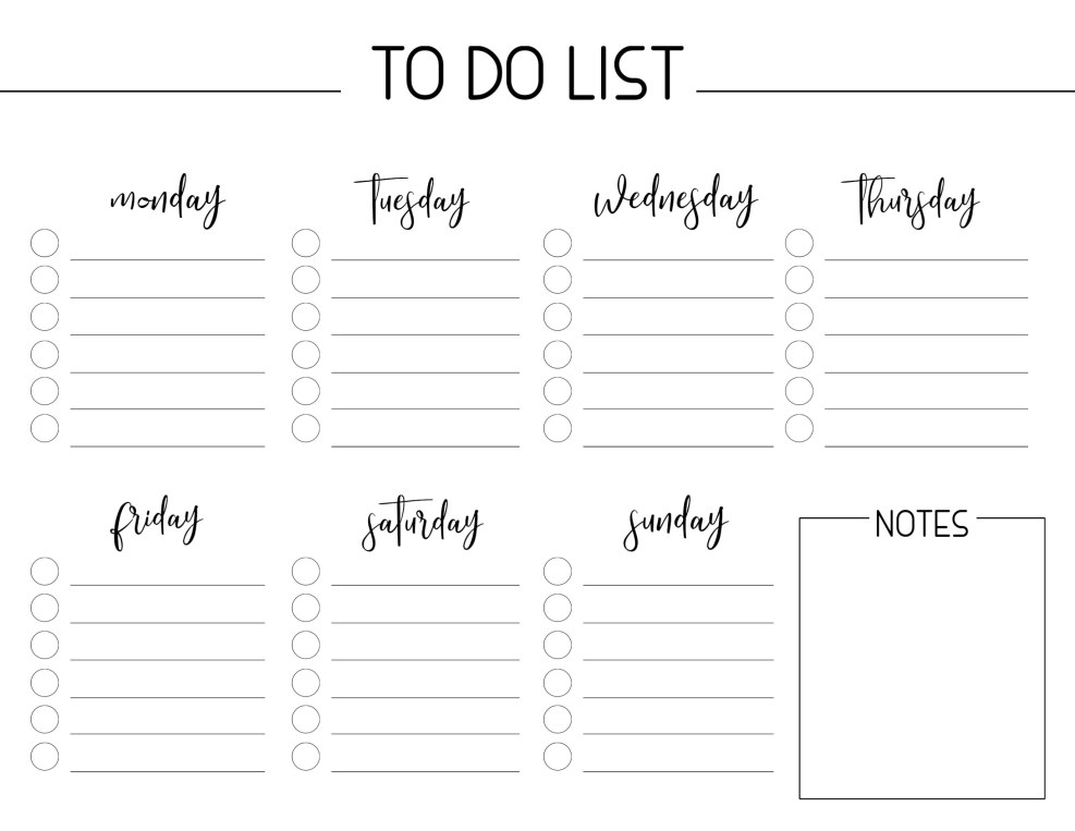 To do list for a diary
