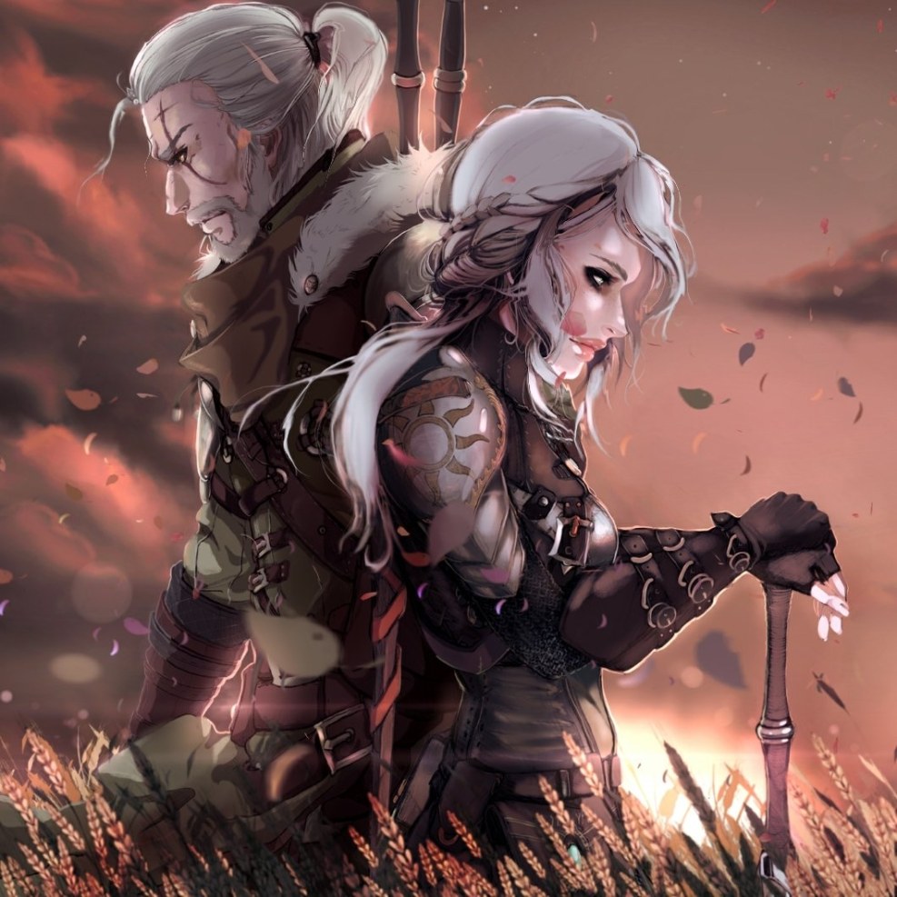 Geralt and Yennifer on a unicorn