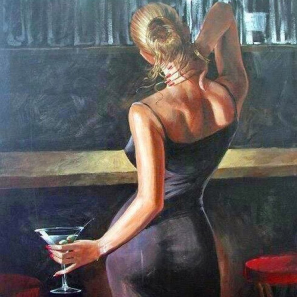 Painting girl with glass