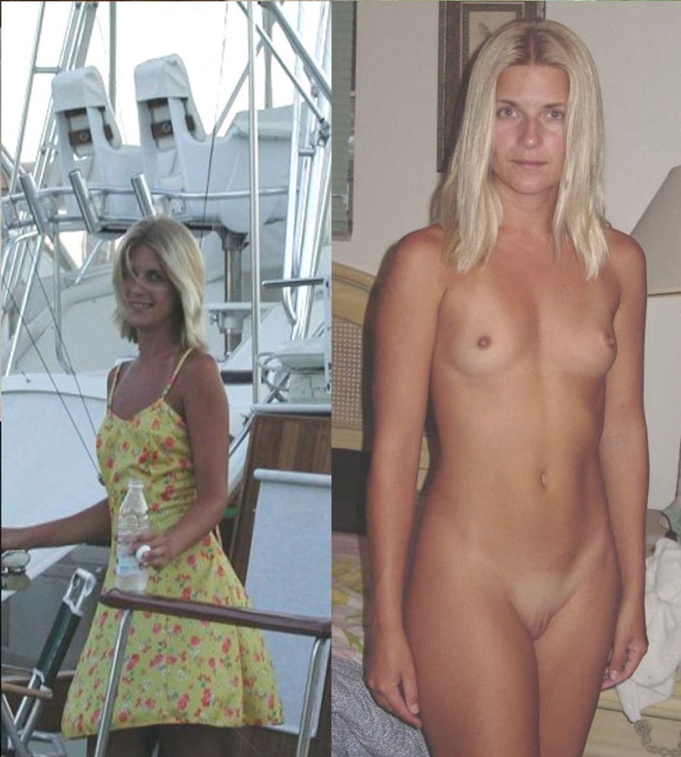 Naked mature dressed striped