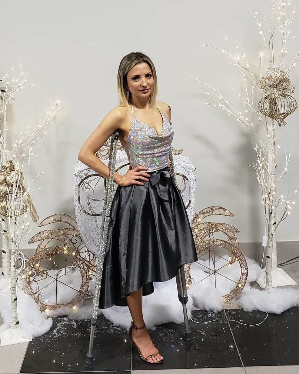 Amputi on crutches drawings