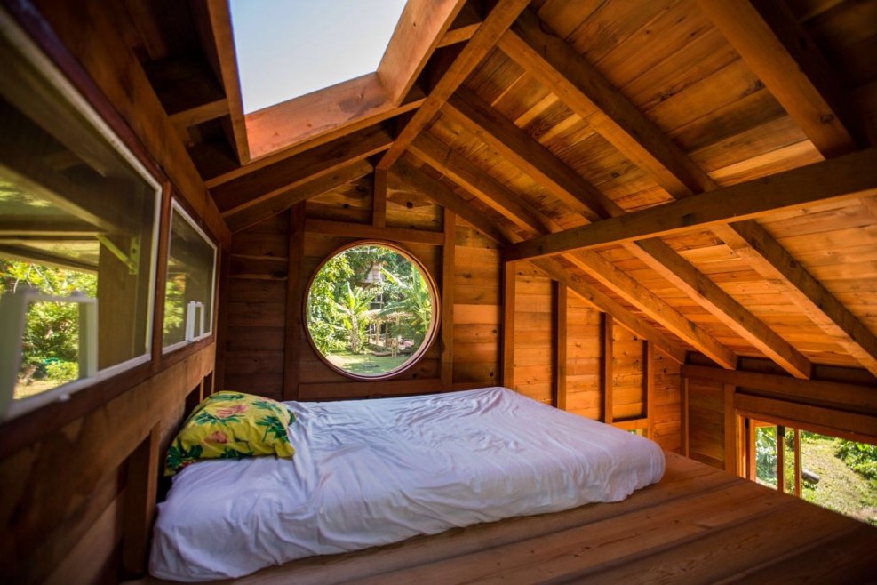 A wooden house from the inside