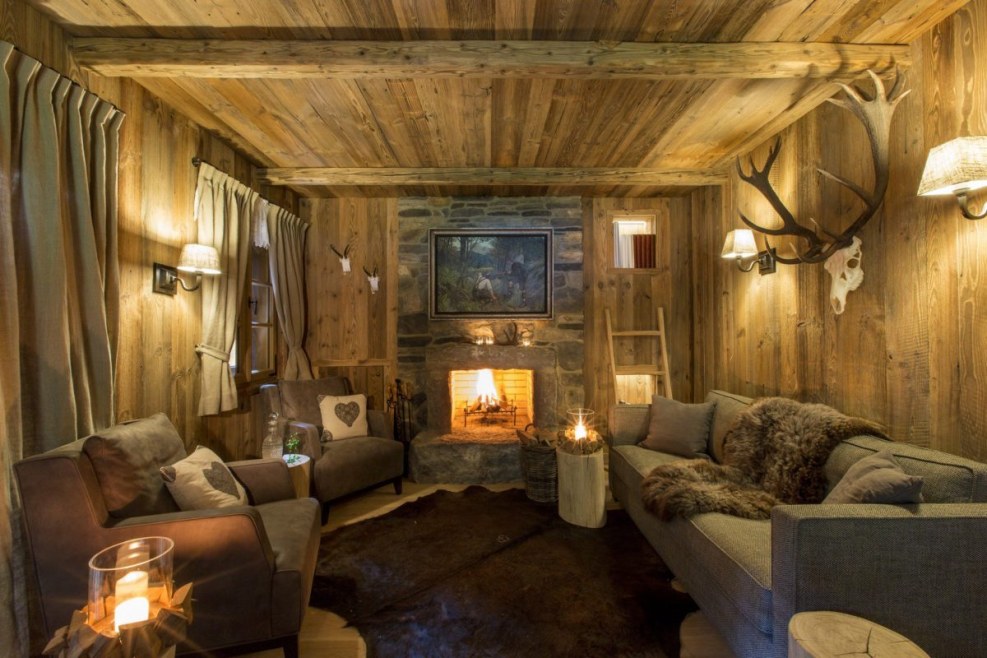 A wooden house from the inside