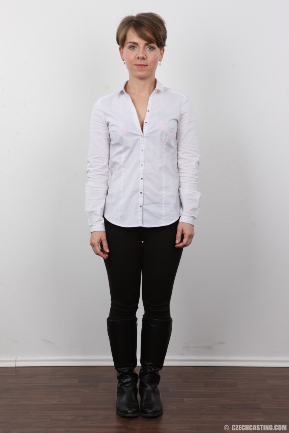 Busty blonde at a casting