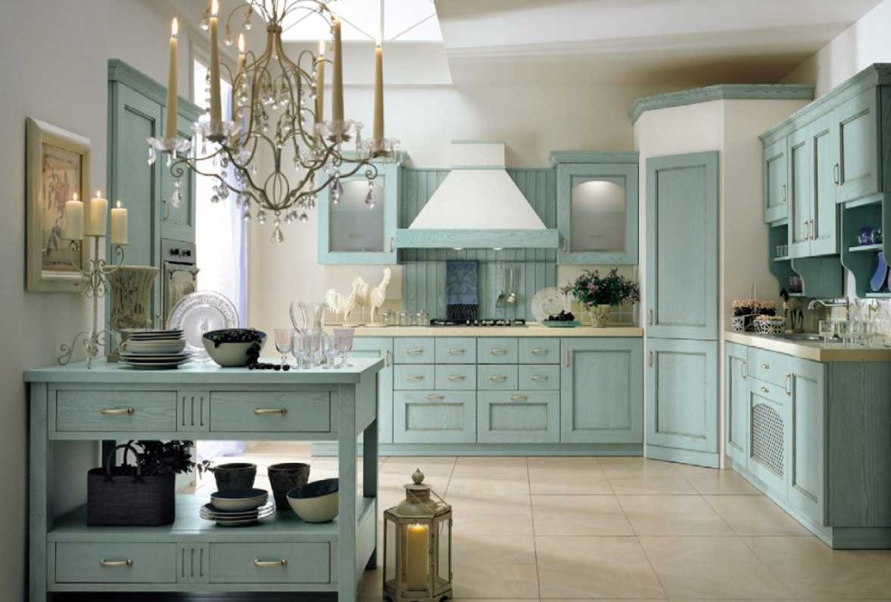 Glass cabinets in the kitchen