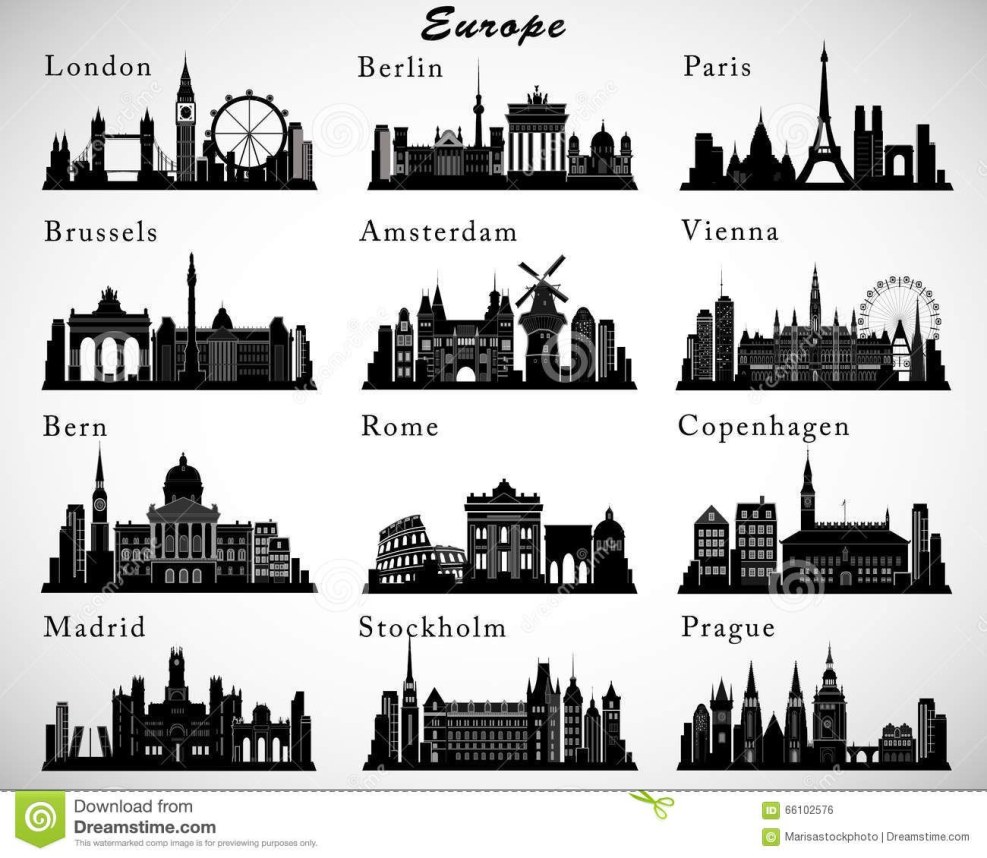 Silhouettes of famous cities