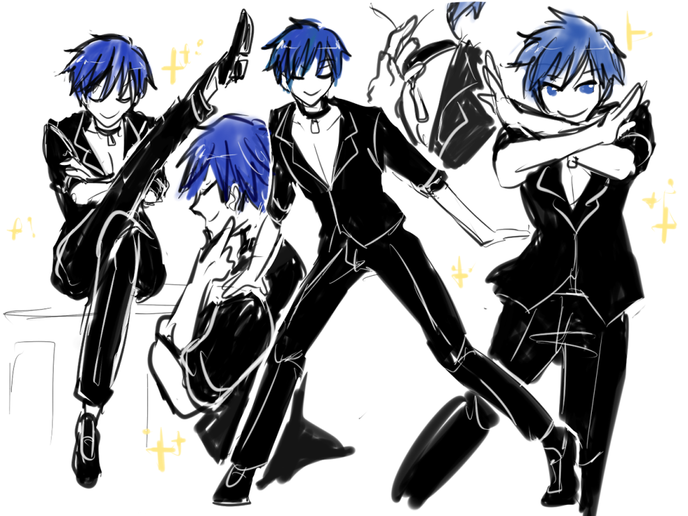 Vocaloids of Miku and Kaito in bed