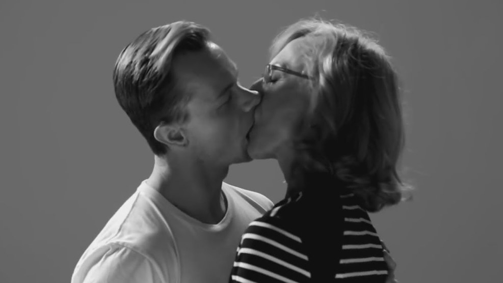 French kiss with mom