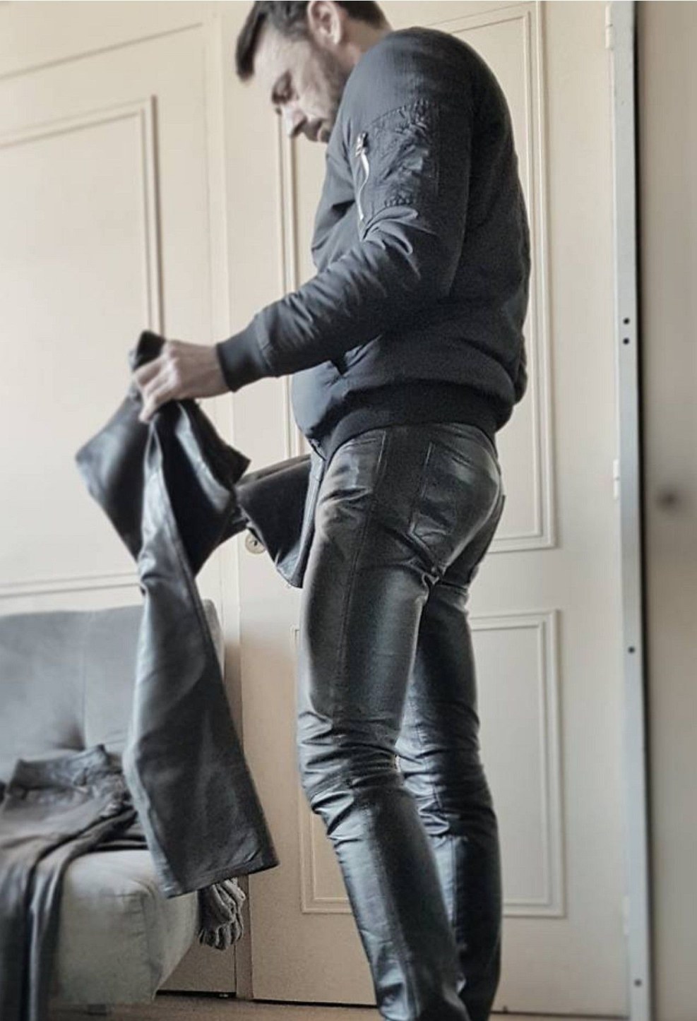 Hot Girl in Black Coated Jeans