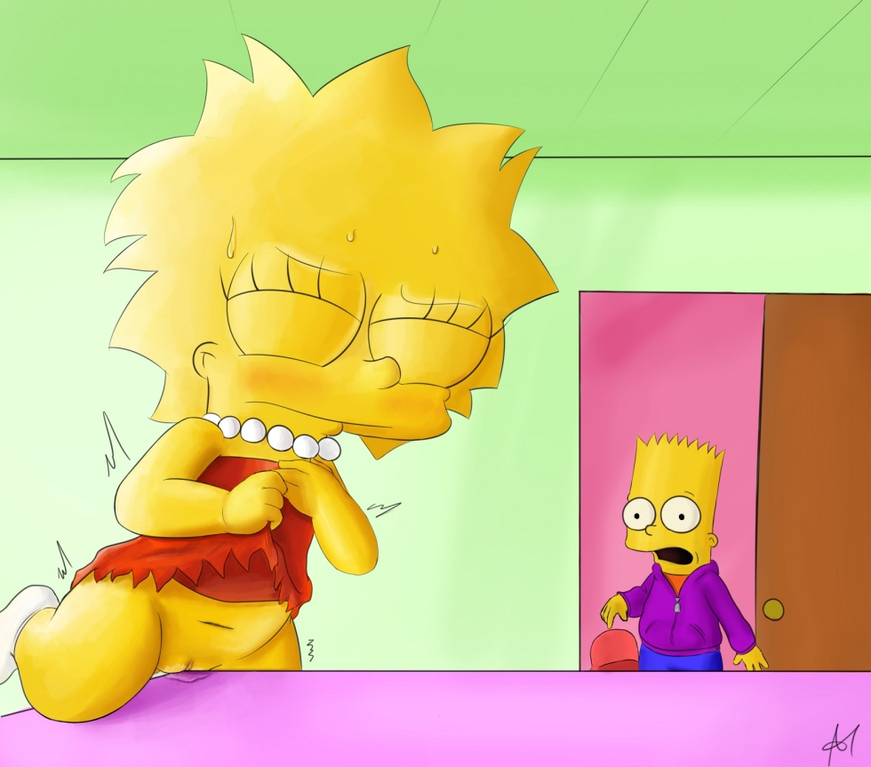 Simpsons Bart and Lisa in the shower