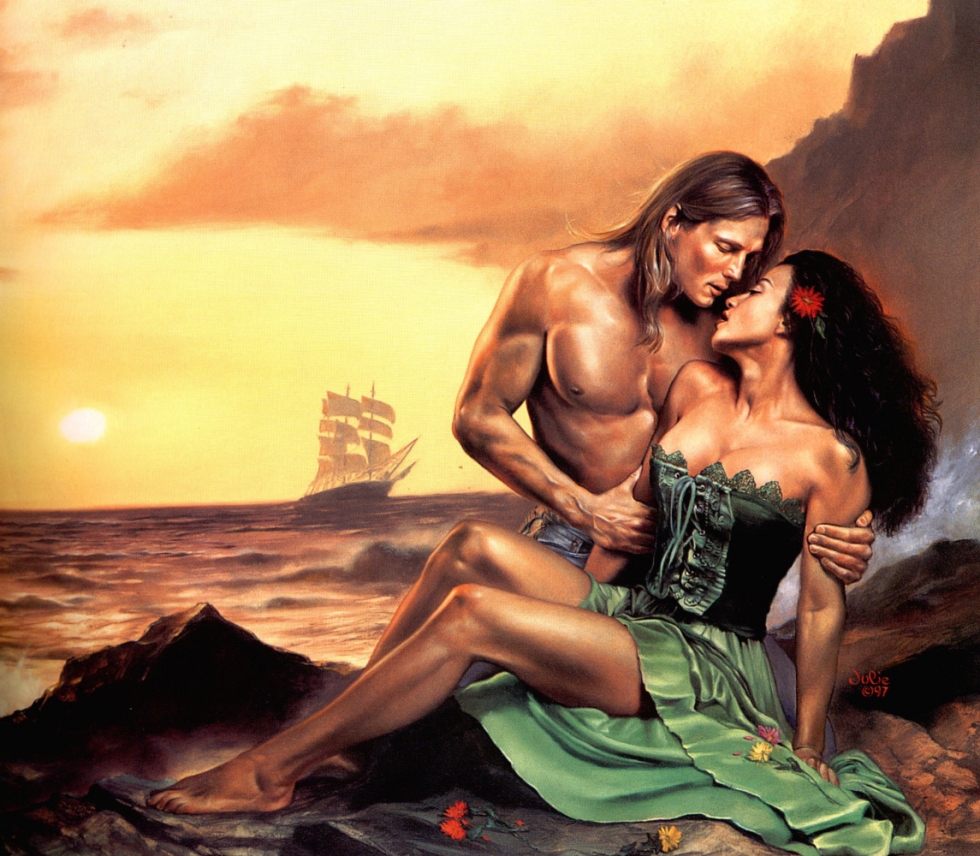 Queen and Tarzan on the beach