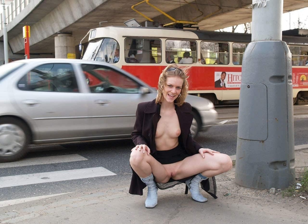 Without panties in public