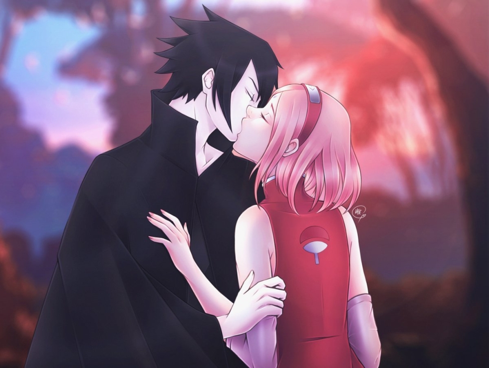Iruka and Sakura kiss