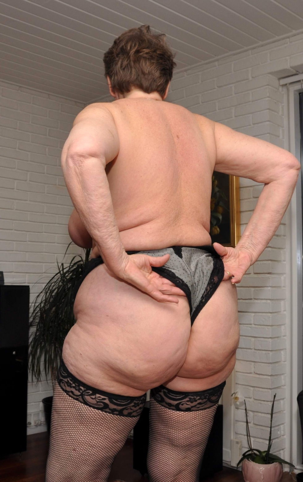 Old elderly with cellulite