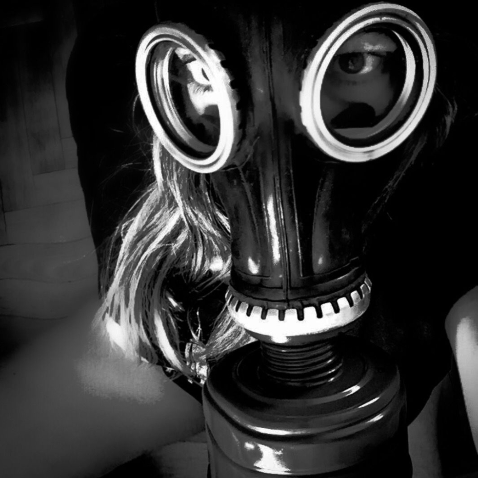 Girl in a gas mask