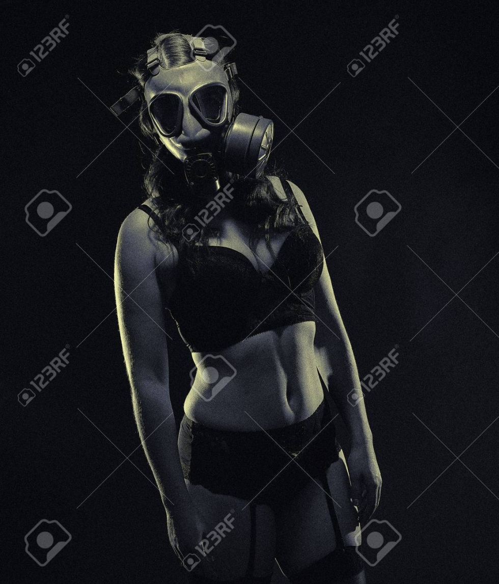 Sexy girl in gas mask