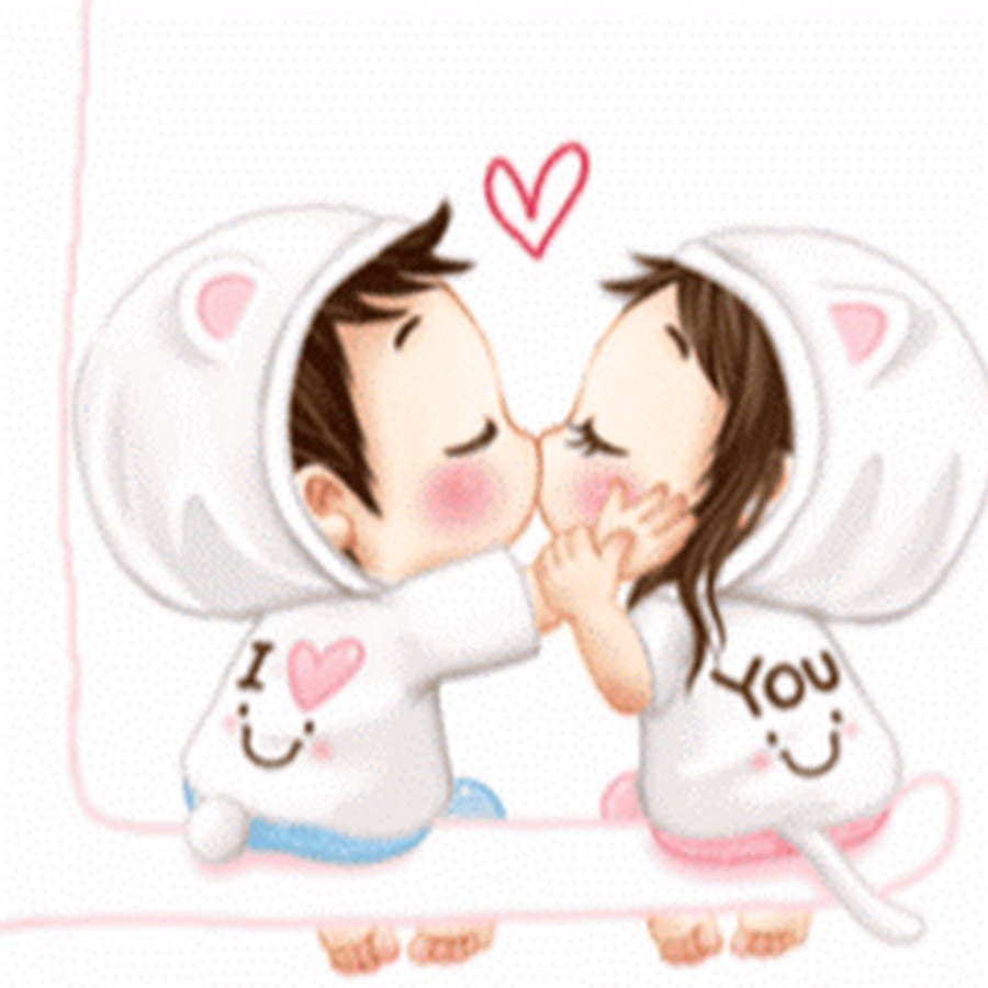 Tender kiss of cartoons