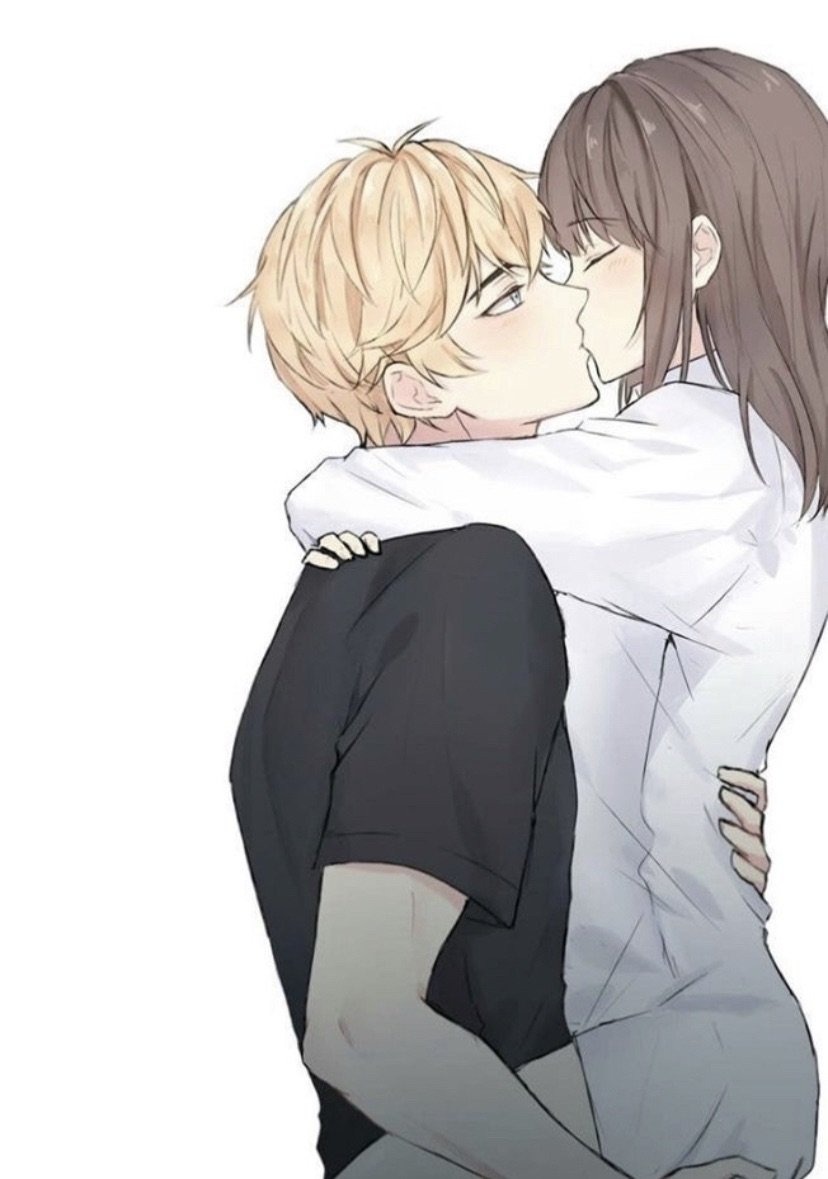 Anime girl kissed the guy