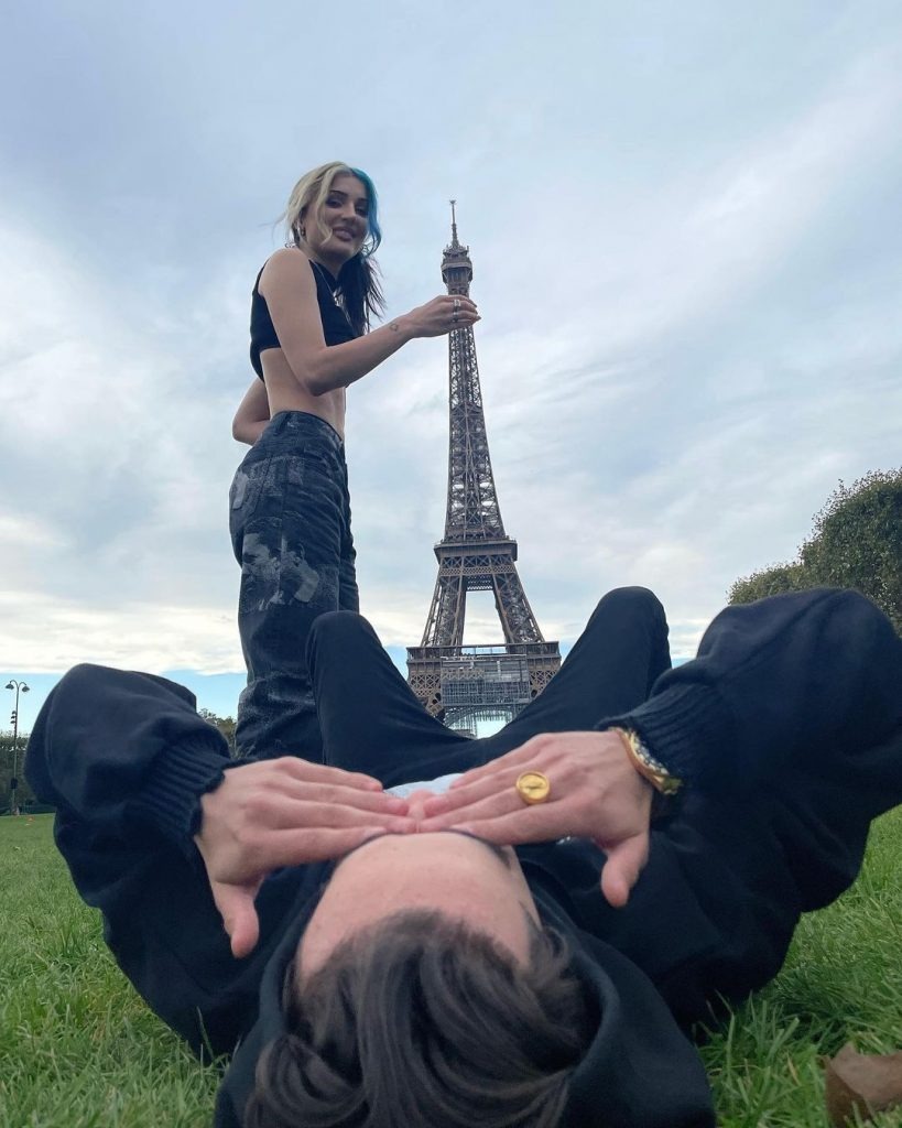 Dina Saeva in a transparent dress