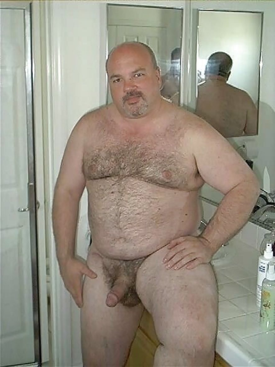 Naked fat men in the shower