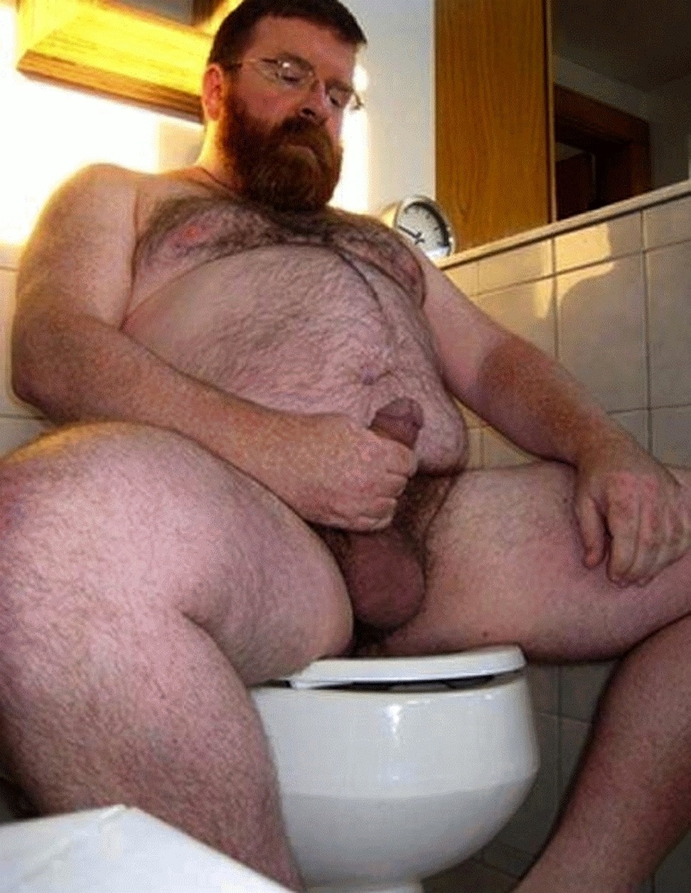 Naked fat hairy man